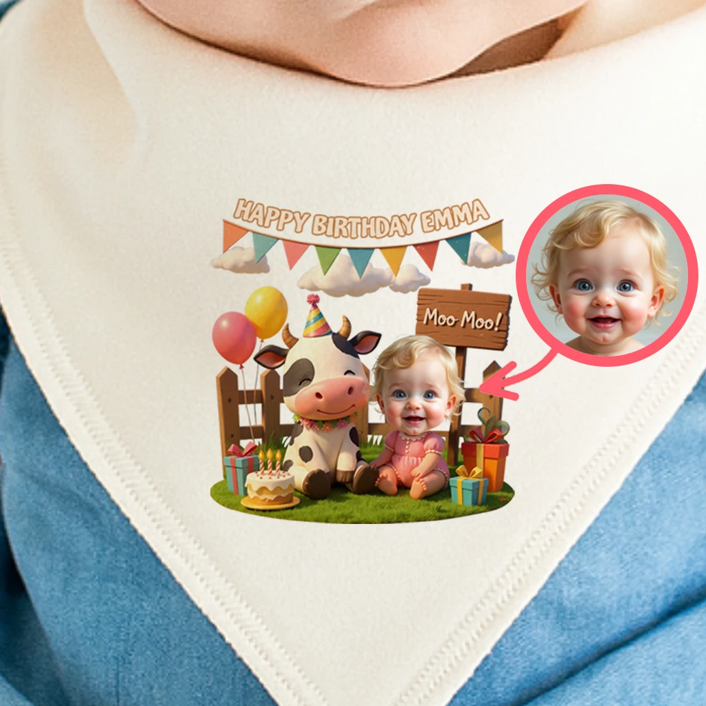 Personalized Baby with Farm Friend Baby Bib Art – Special Decor room & Birthday Gifts for Kids