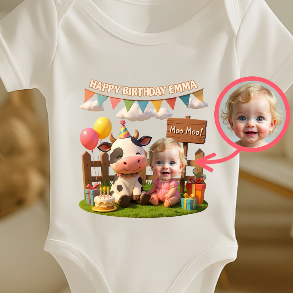 Personalized Baby with Farm Friend Baby Onesie – Special Decor room & Birthday Gifts for Kids