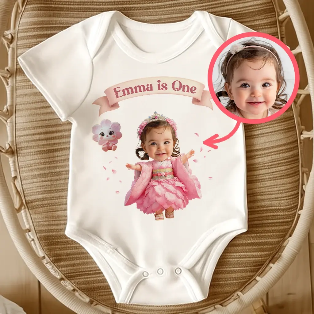 Personalized Cherry Blossom Baby Onesie | Gift for a Little Artist | Custom Floral Baby Shower Gift