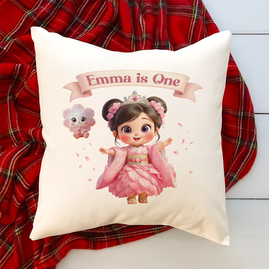 Personalized cherry blossom pillow for kids
