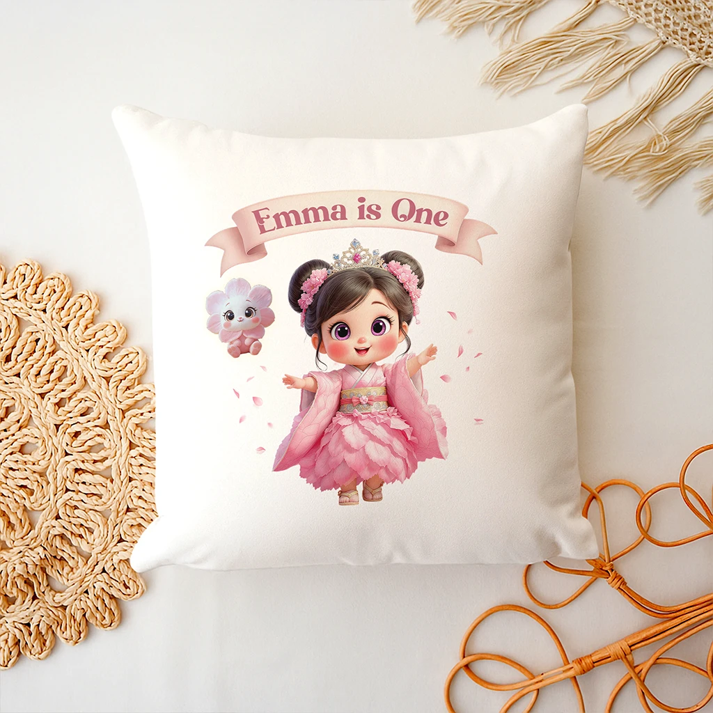 Personalized cherry blossom pillow for kids