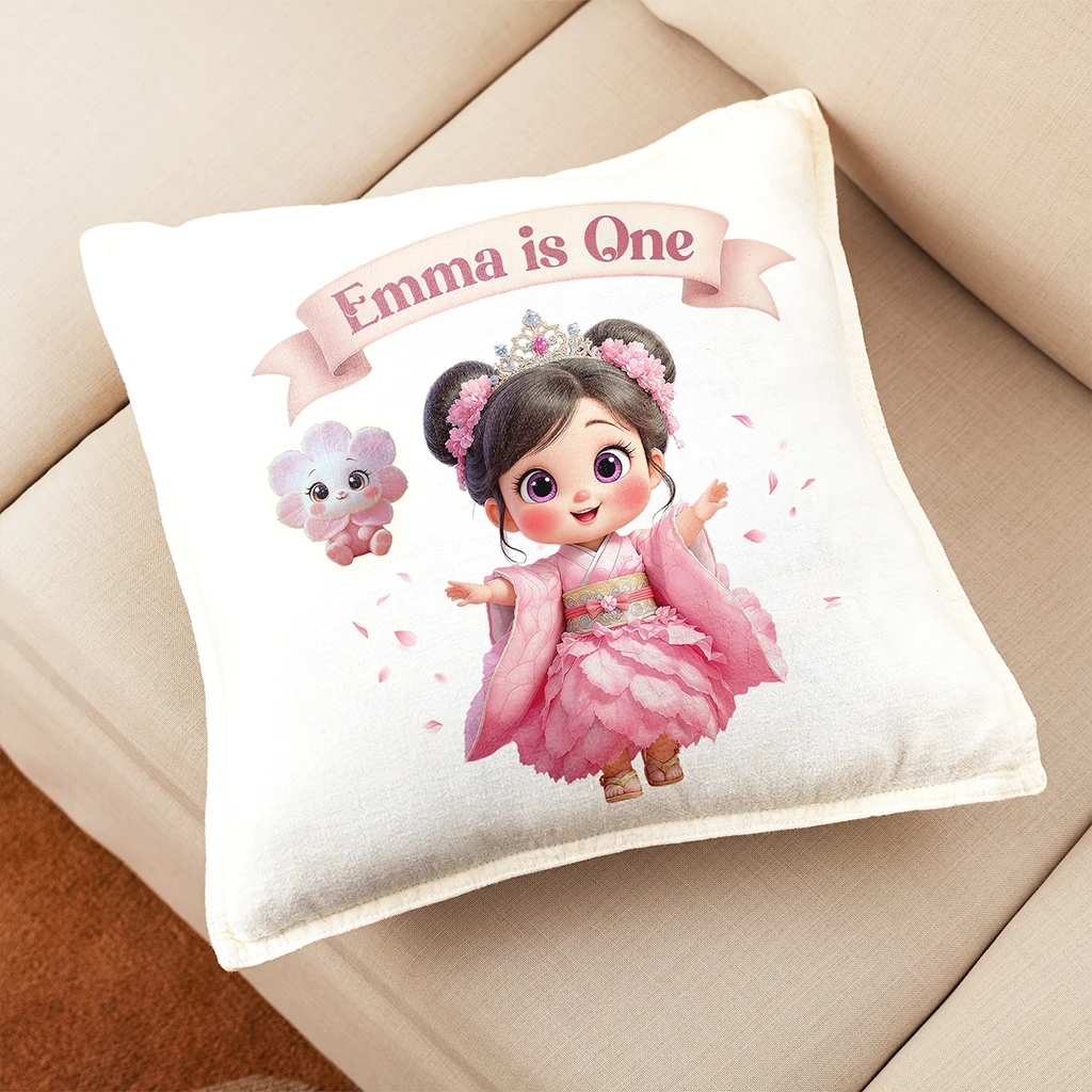 Personalized cherry blossom pillow for kids