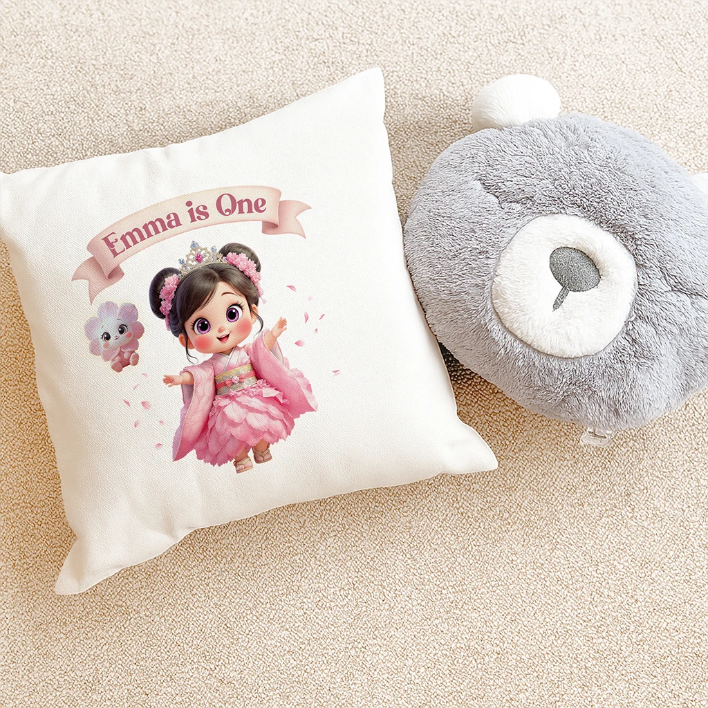 Personalized cherry blossom pillow for kids