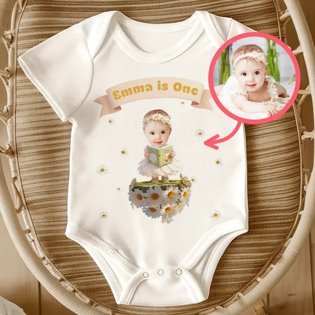 Personalized Daisy Baby Onesie | Gift for a Little Sweet Soul | Custom Floral Birthday Gift