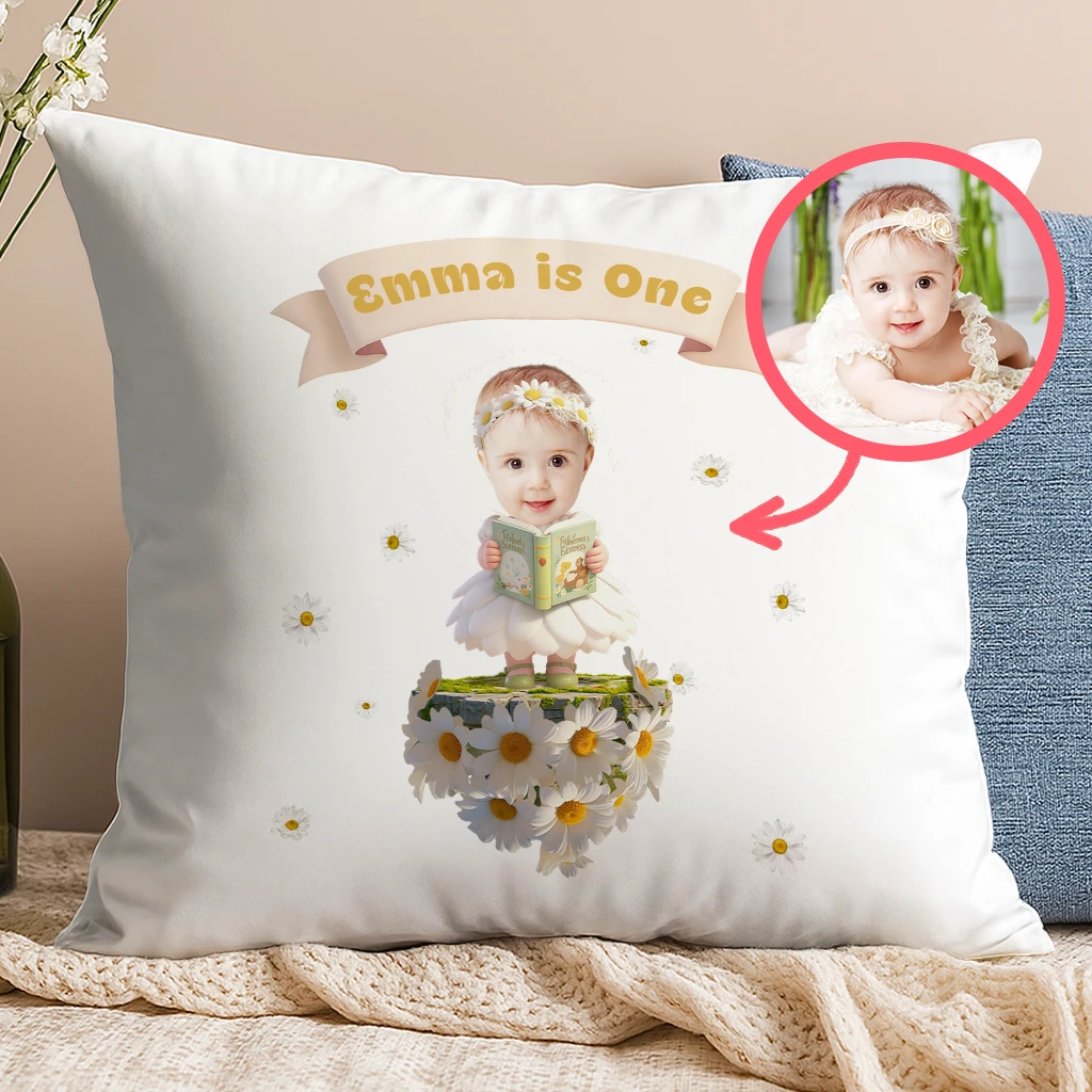 Personalized Daisy Pillow for Kids | Cheerful Gift for Happy Hearts | Custom Kids’ Decor
