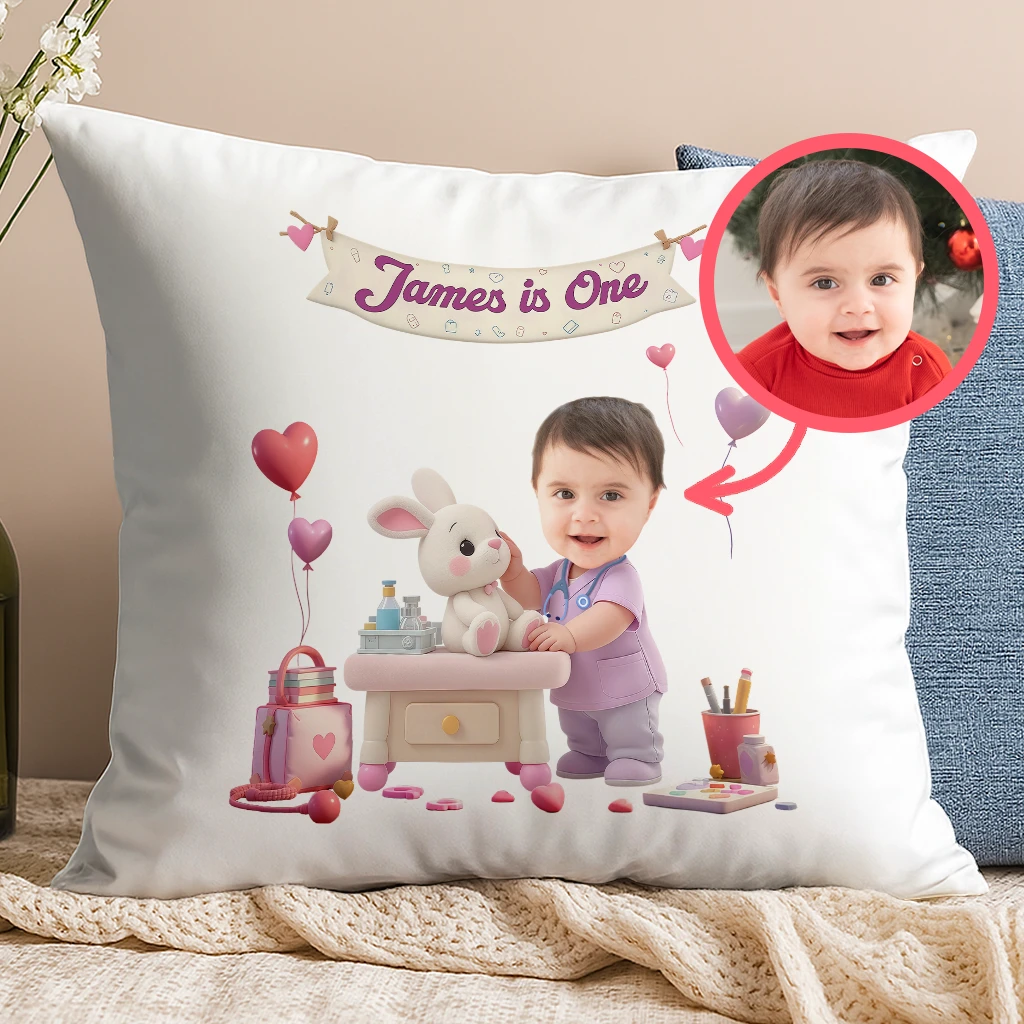 Personalized Doctor Pillow for Kids | Custom Medical Pillow | Doctor-Themed Decorative Pillow