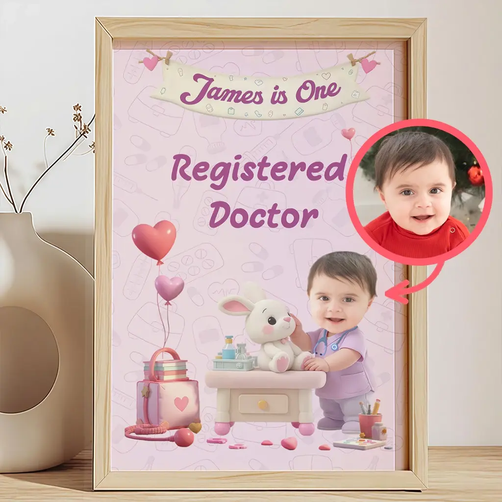 Personalized Doctor Portrait for Kids | Custom Medical-Themed Wall Art | Children’s Room Decor