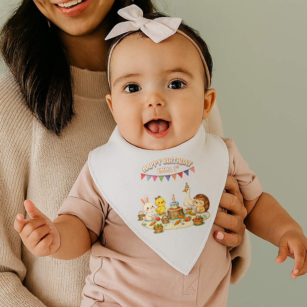 Personalized Farm Friend Baby Bib Art – Special Decor room & Birthday Gifts for Kids