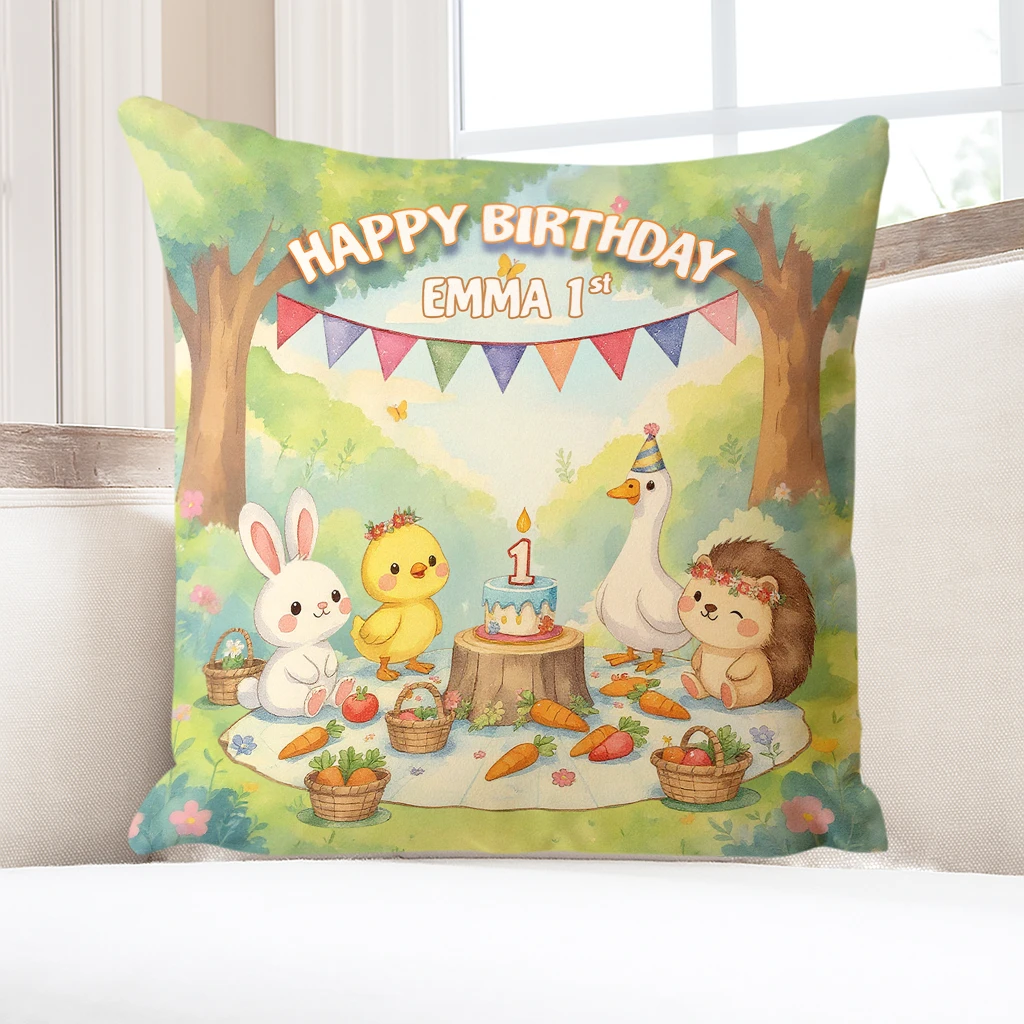 Personalized Farm Picnic Pillow – Custom Kids Decor room & Birthday Gifts