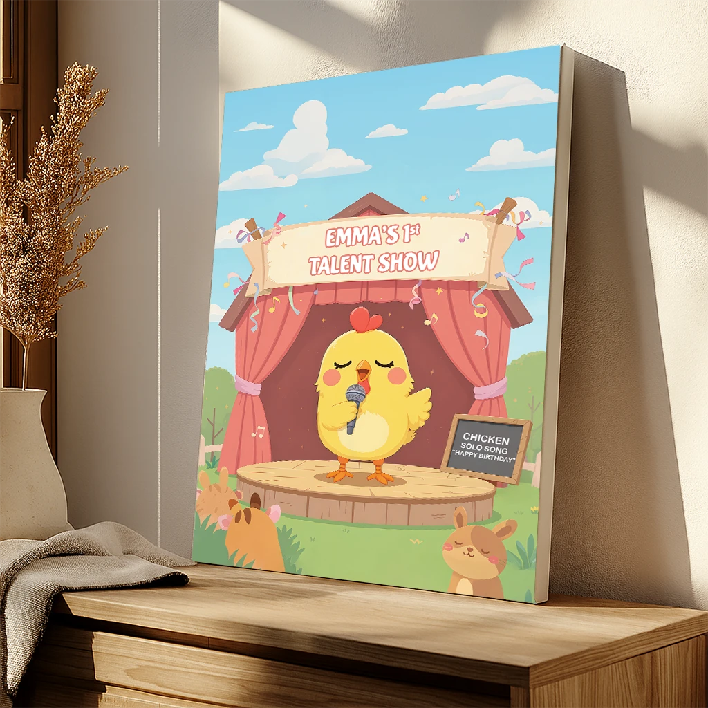 Personalized Farm Talent Show Canvas Art Gift for Kids Birthday & Room Decor