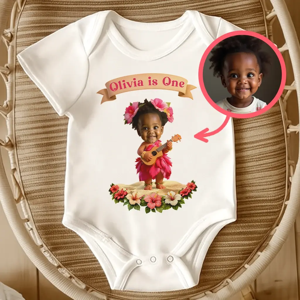 Personalized Hibiscus Baby Onesie | Gift for a Little Island Soul | Custom Baby Shower and Birthday Gift