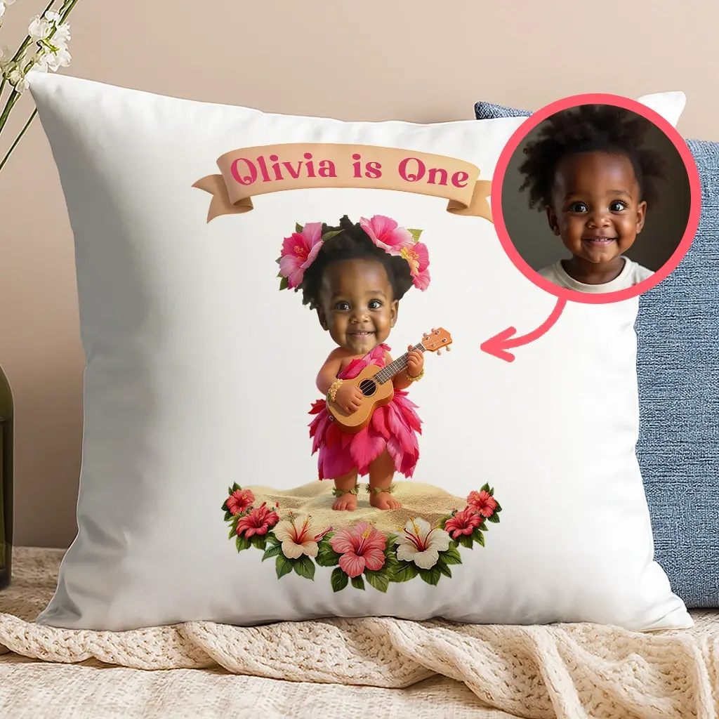Personalized Hibiscus Pillow for Kids | Tropical Gift for Bold Dreamers | Custom Kids’ Decor