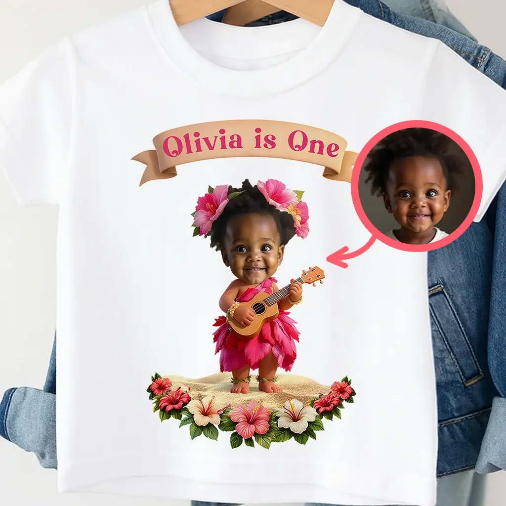 Personalized Hibiscus T-shirt for Kids | A Tropical Birthday Gift for Children | Vibrant Floral Present