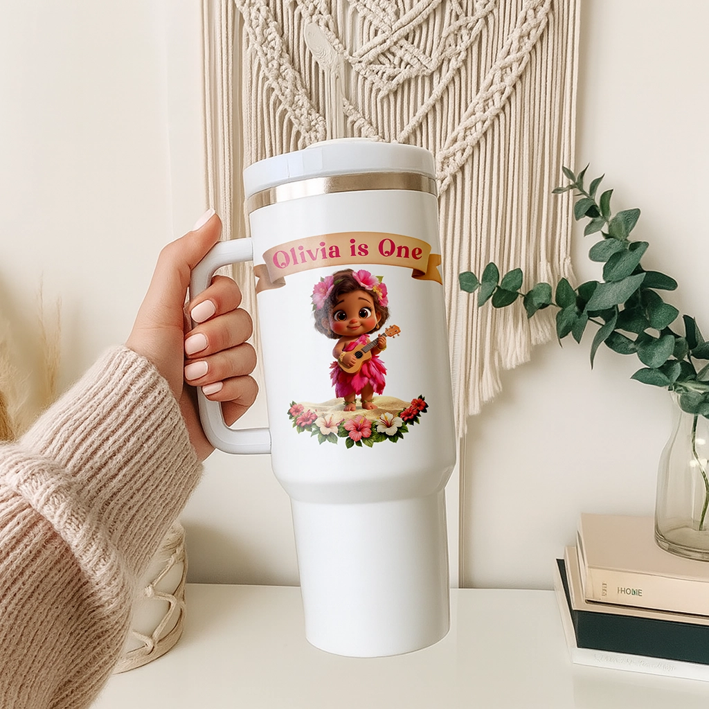 personalized hibiscus tumbler for kids