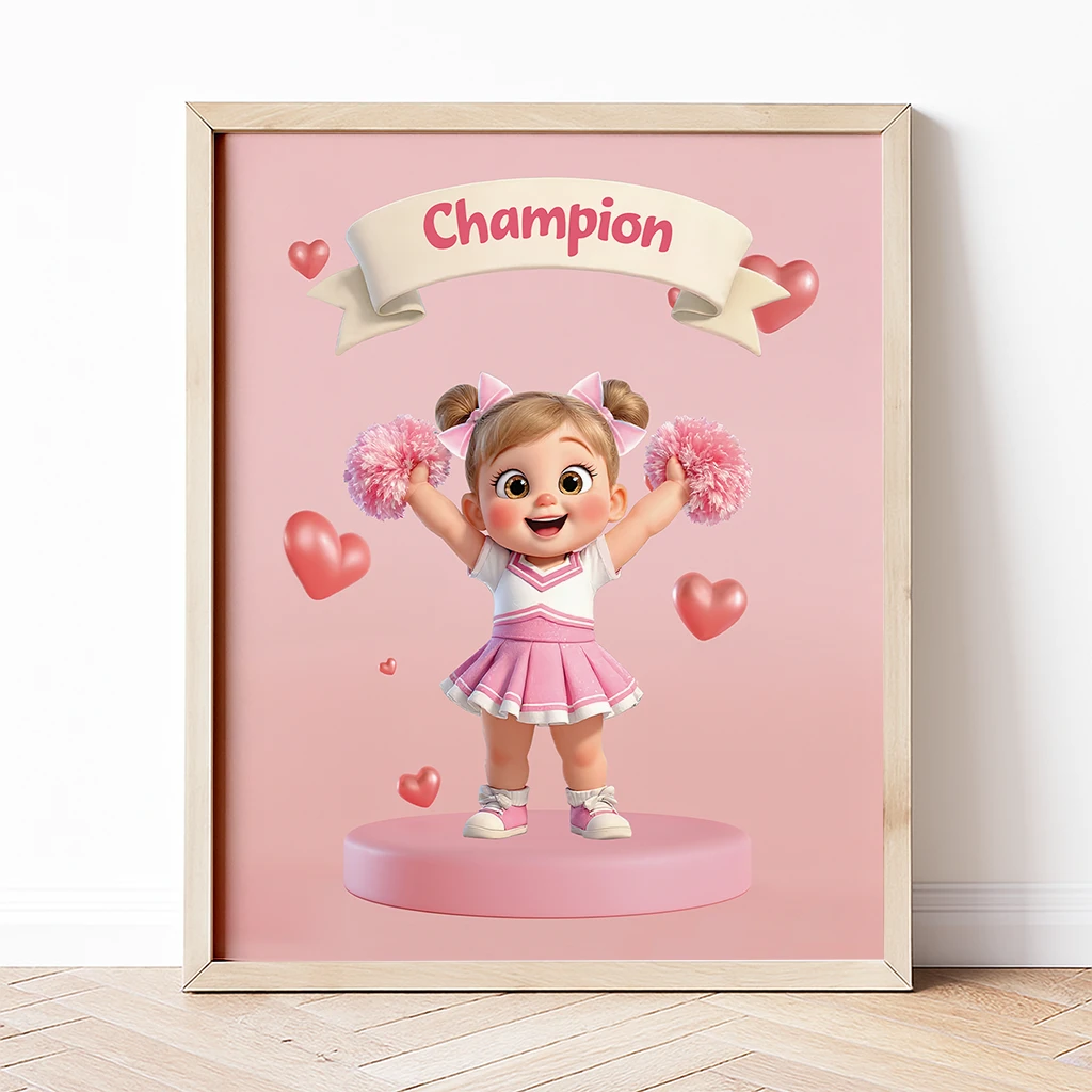 personalized kids cheerleading canvas art