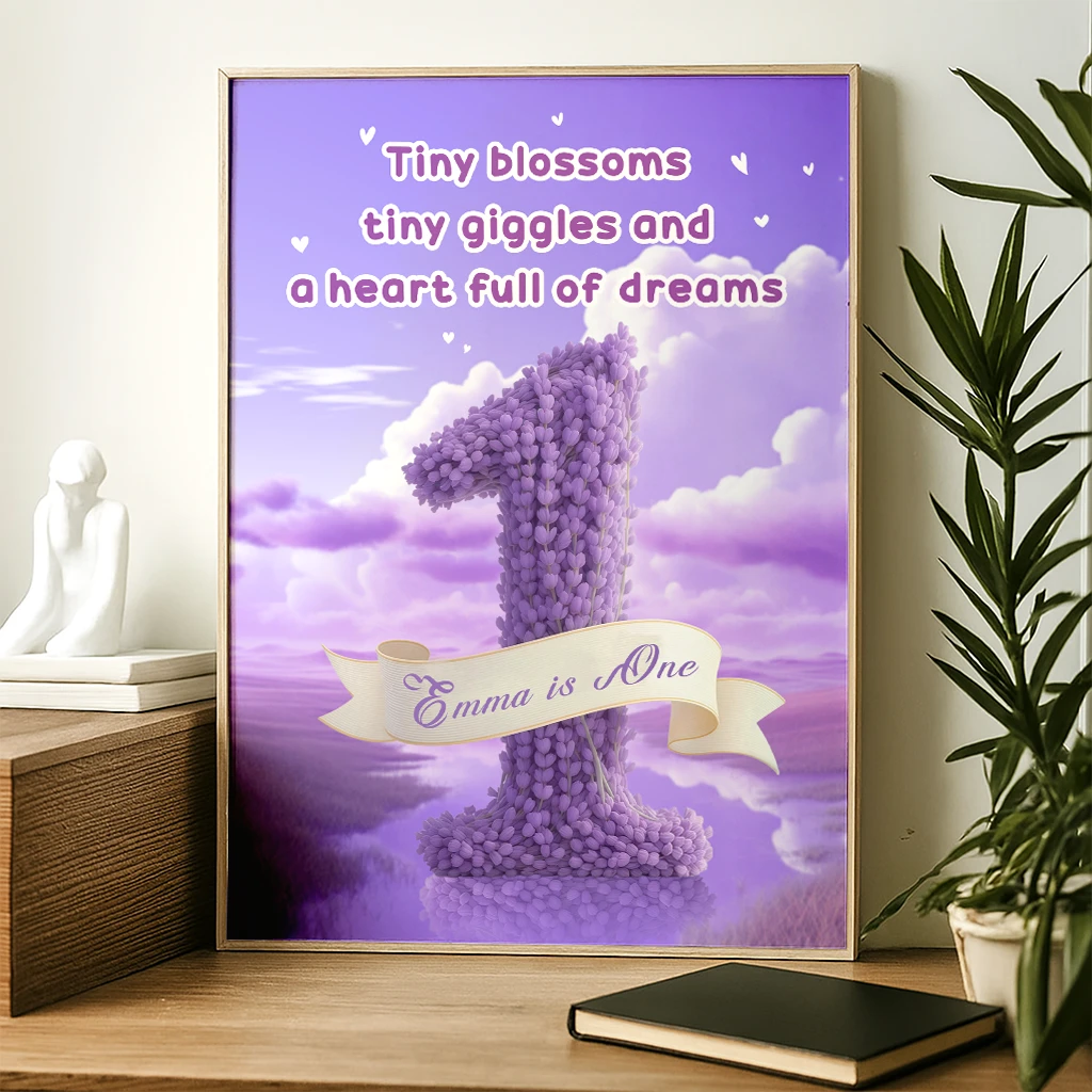 Personalized Lavender Portrait for Kids | Gift for a Peaceful Soul | Calming Nursery Wall Art