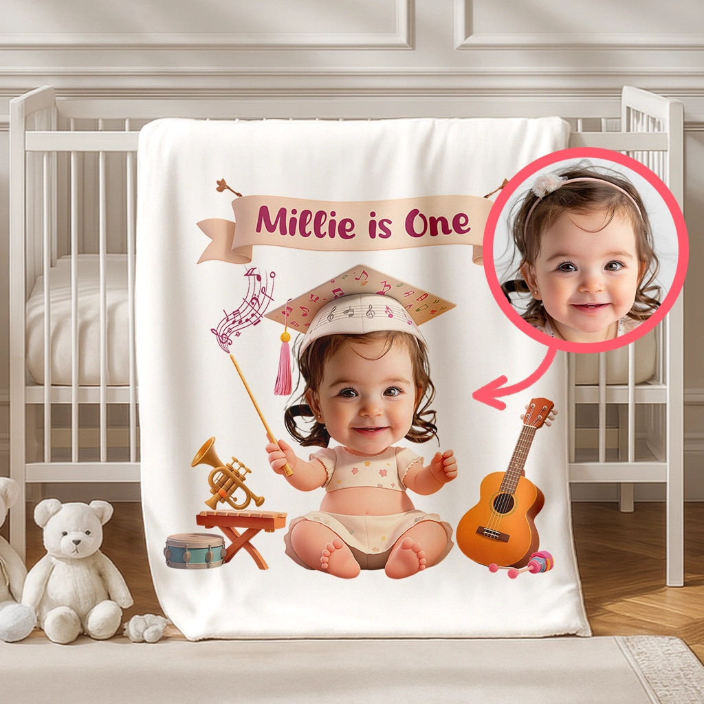 Personalized Musician Blanket | Gift for Little Maestro | Custom Music Themed Nursery Decor