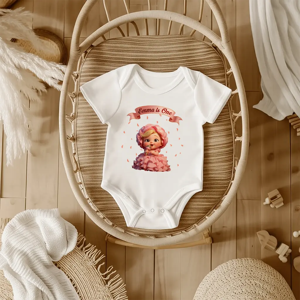 Personalized Peony Baby Onesie | Gift for a Little Royal | Custom Floral Gift for Baby