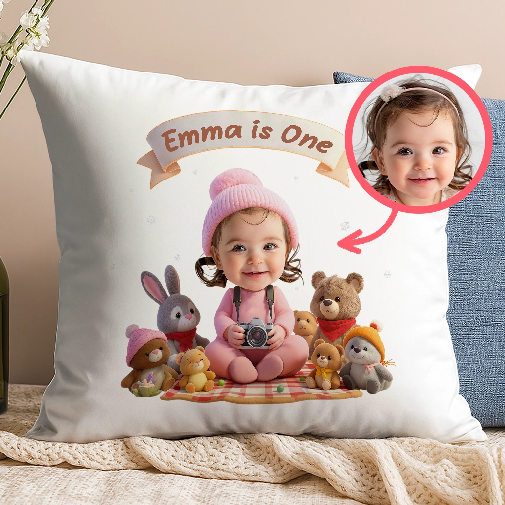 Personalized Photographer Pillow for Kids | Custom Camera Pillow | Photography-Themed Decorative Pillow