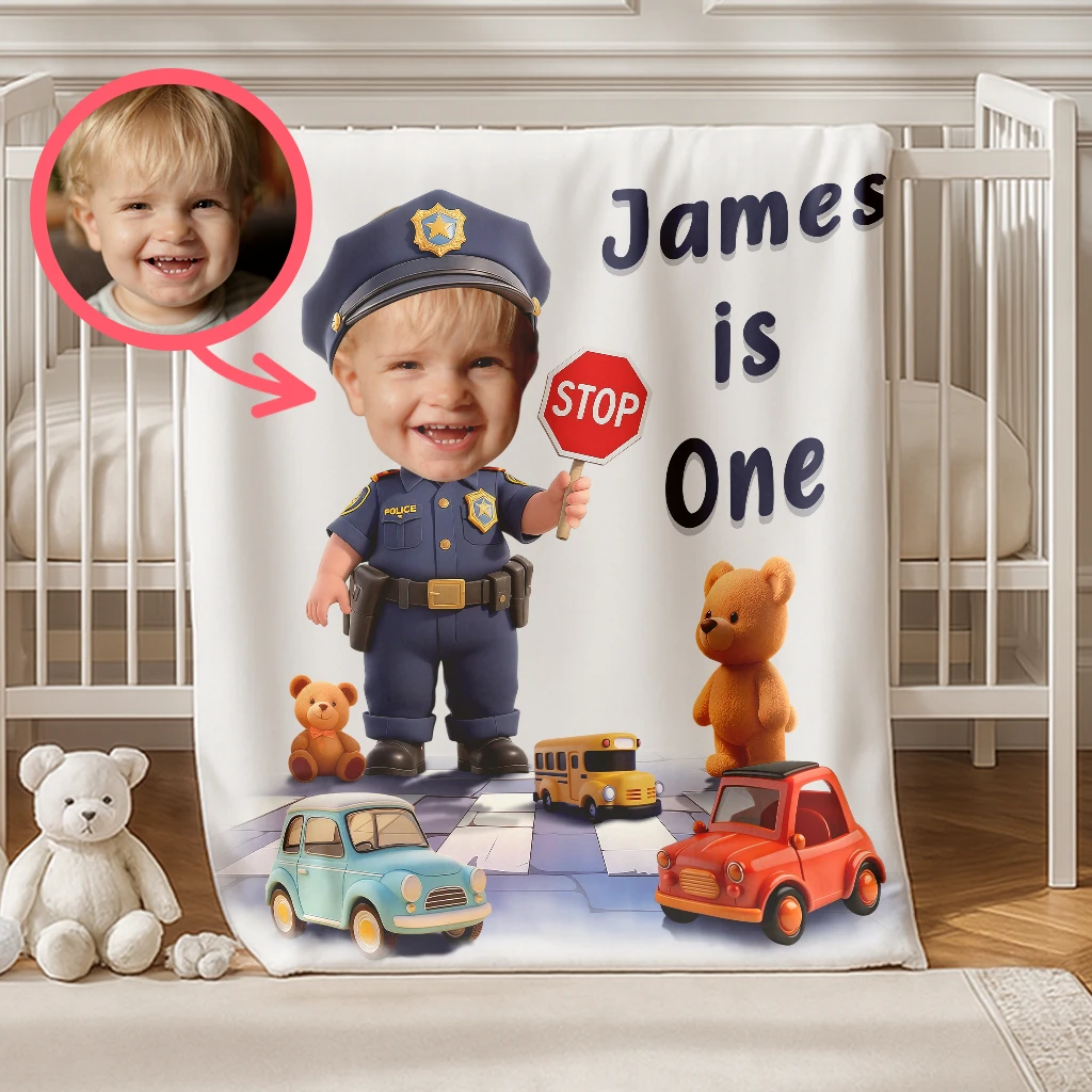 Personalized Police Blanket for Baby | Meaningful Gift for a “Little Hero” | Bedroom Decor
