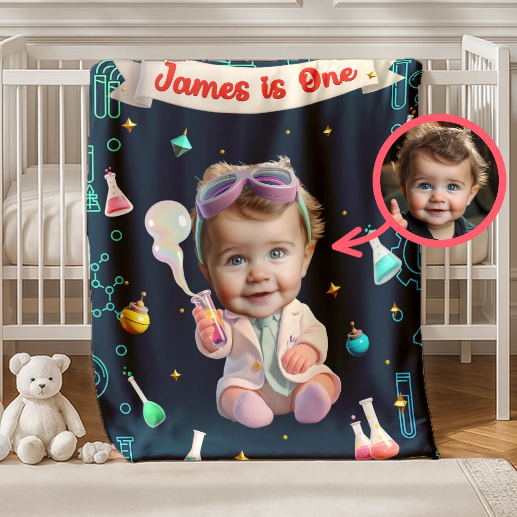 Personalized Scientist Blanket | Gift for Curious Kids | STEM Nursery Decor