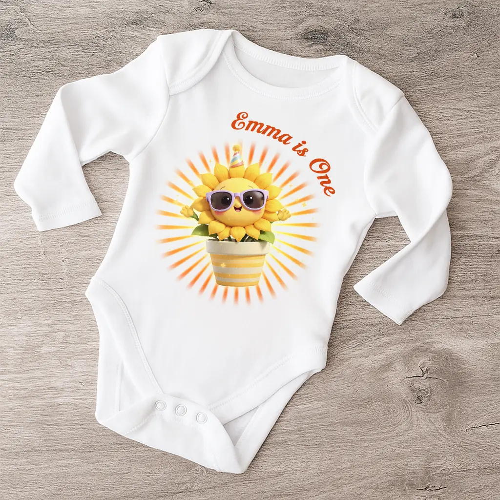 Personalized Sunflower Baby Onesie | Gift for a Little Sunshine | Custom Floral Themed Bodysuit