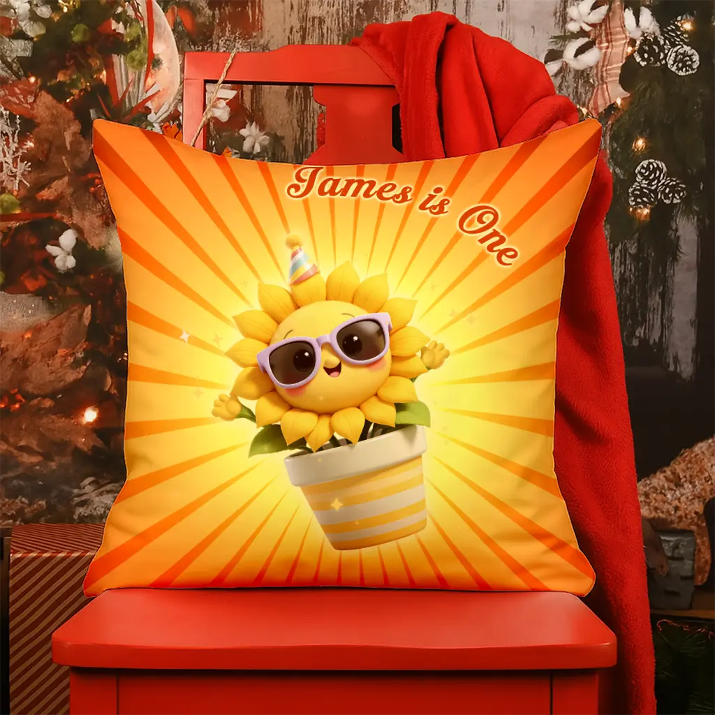 Personalized Sunflower Pillow for Kids | Bright Gift for Nature Lovers | Custom Kids' Decor