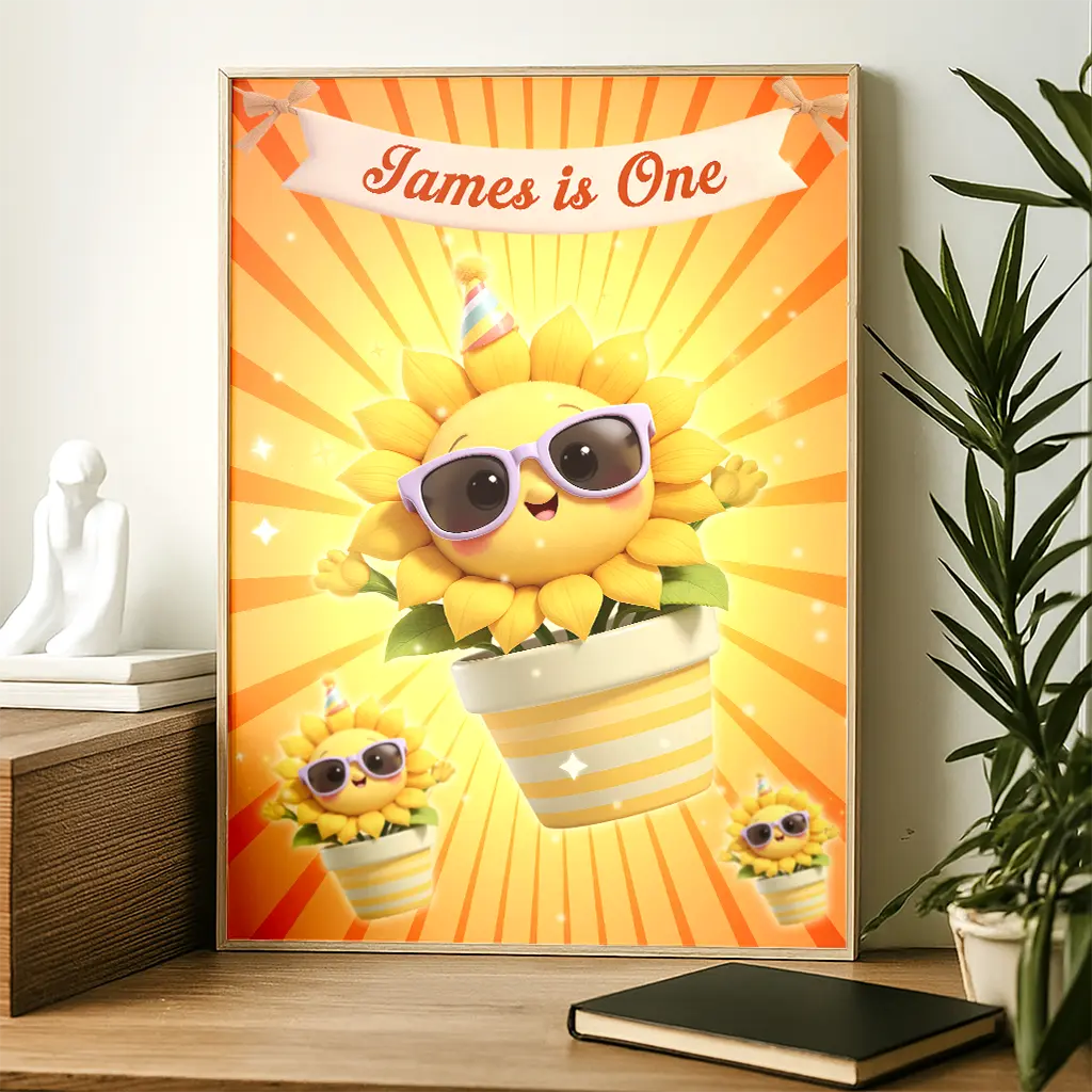 Personalized Sunflower Portrait | Custom “My Little Sunshine” Wall Art | Nursery Decor