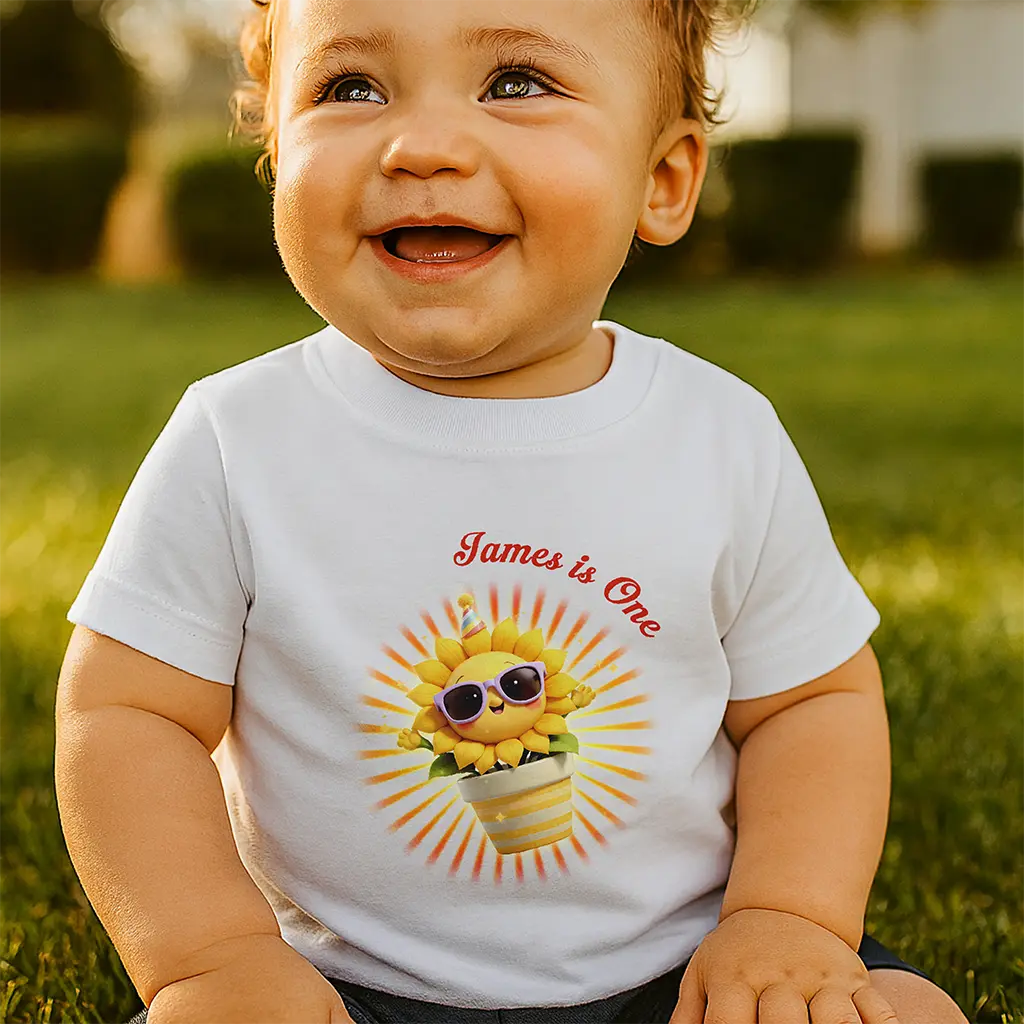Personalized Sunflower Shirt for Kids | A Bright Birthday Gift for Children | Vibrant Floral Present