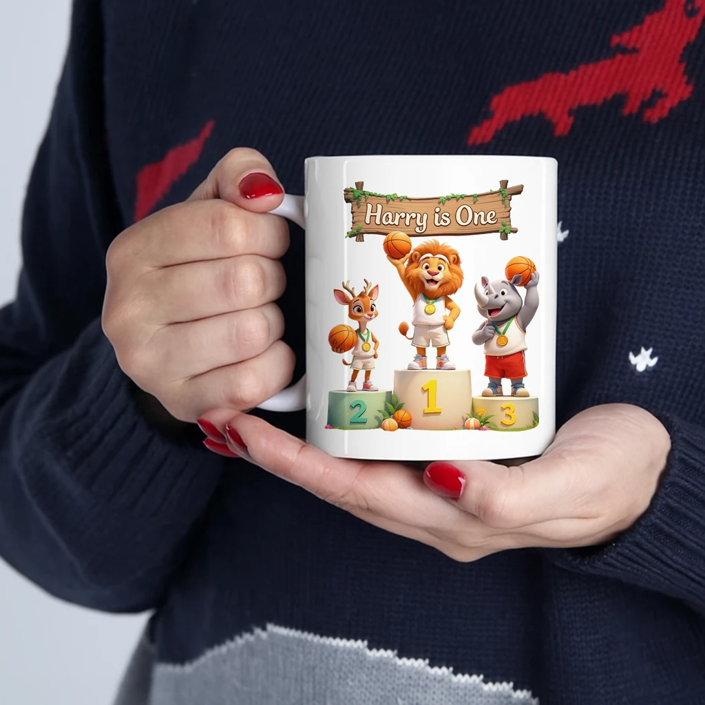 personalized victory podium basketball mug