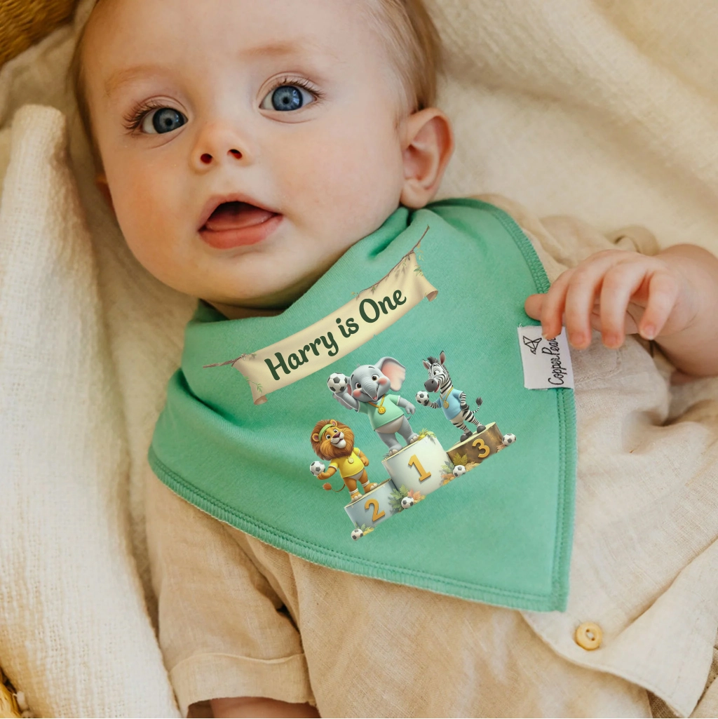 Personalized Victory Podium Soccer Baby Bib Art – Customized Special Birthday Gifts