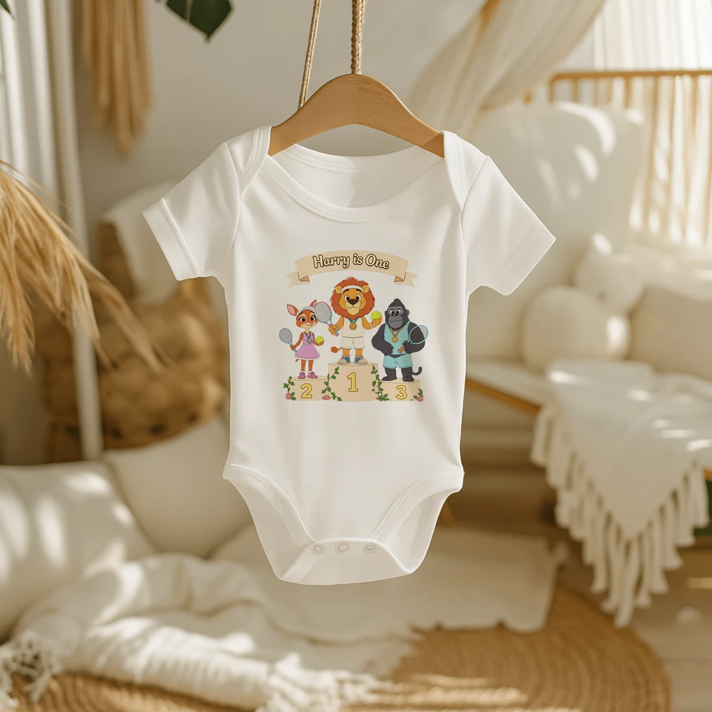Personalized Victory Podium Tennis Baby Onesie – Special Decor room & Birthday Gifts for Kids