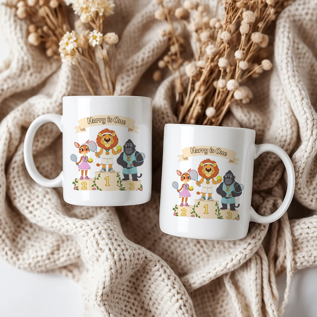 Personalized Victory Podium Tennis Mug – Customized Unique Decor room & Birthday Gifts for Kids
