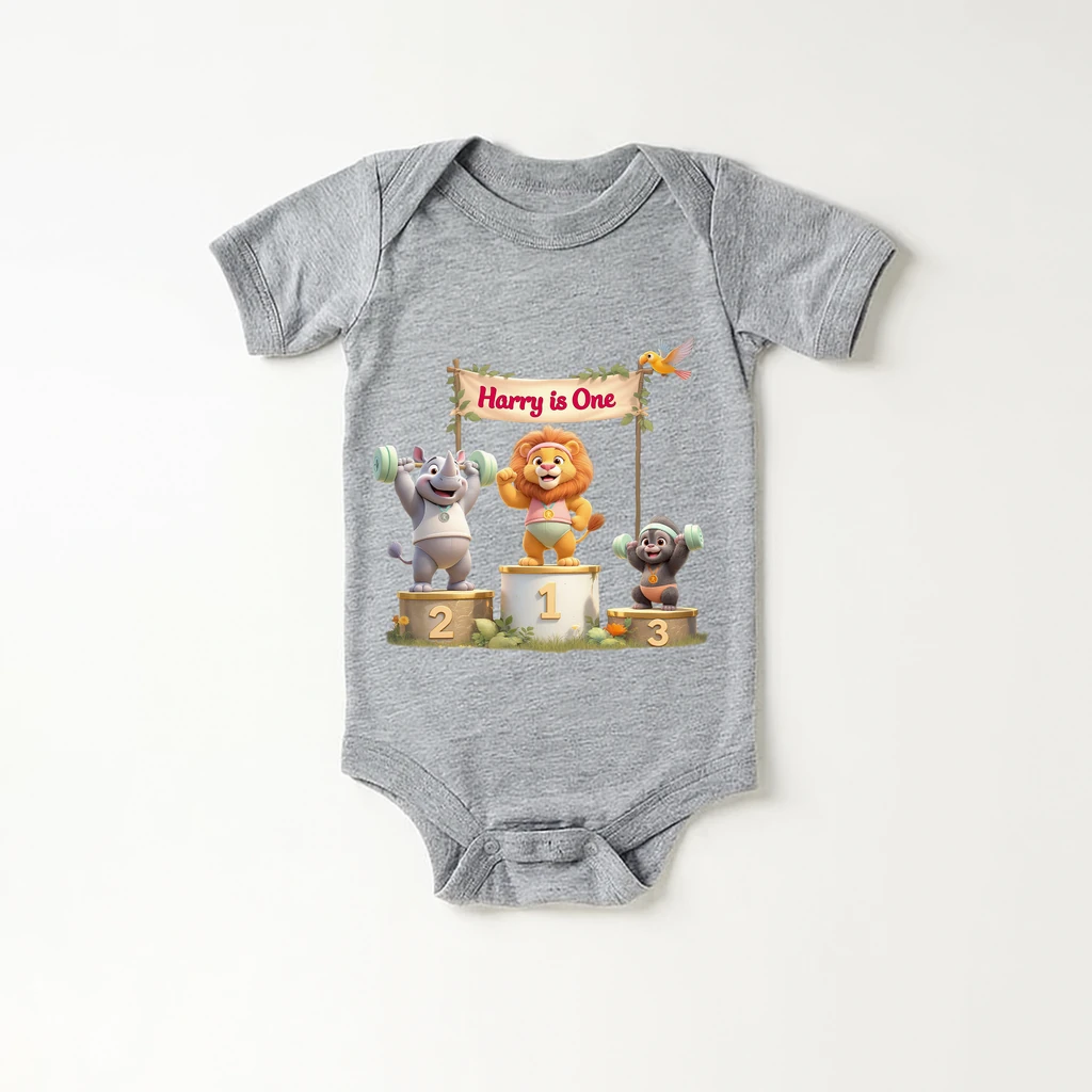 Personalized Victory Podium Weightlifting Baby Onesie – Special Decor room & Birthday Gifts for Kids