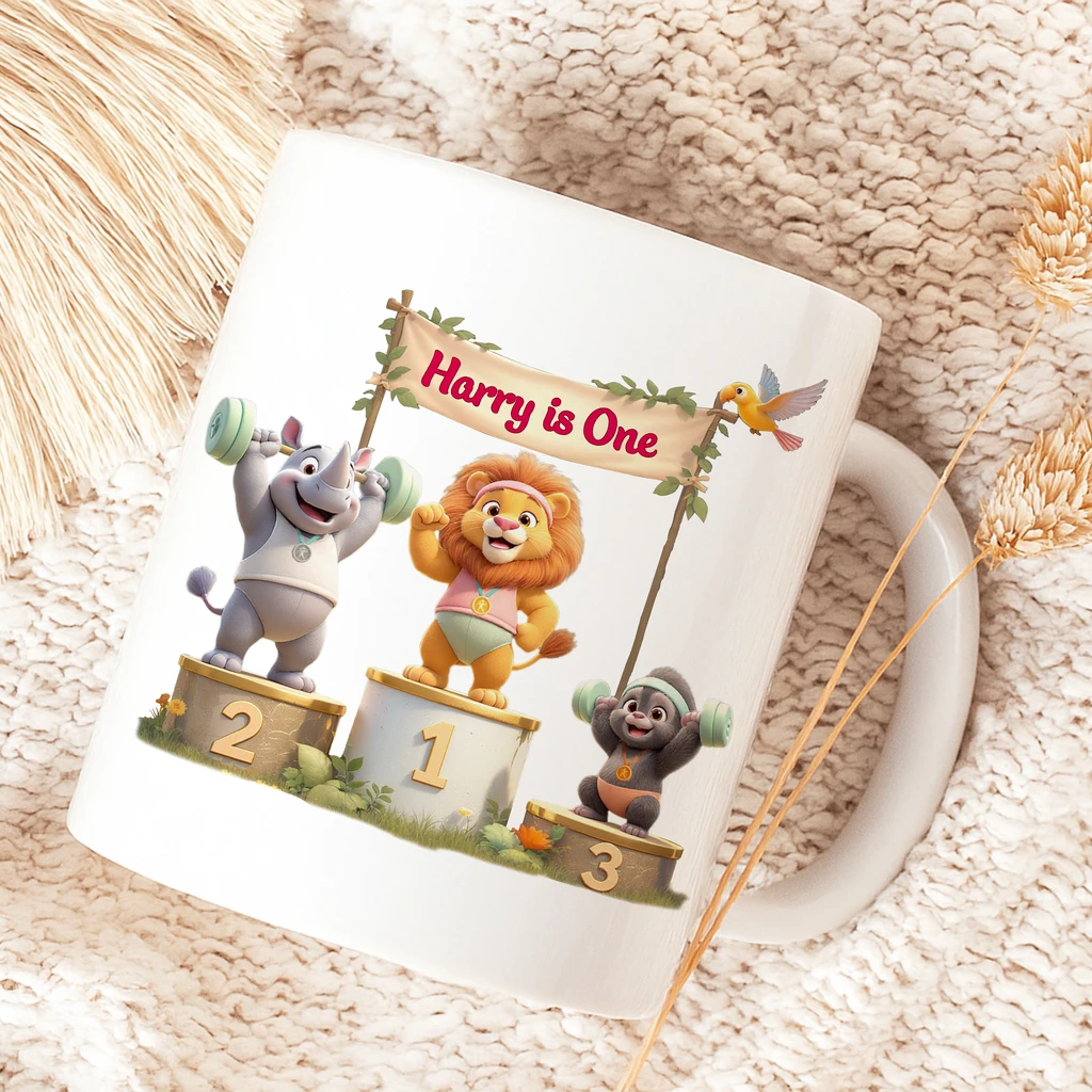 Personalized Victory Podium Weightlifting Mug – Customized Unique Decor room & Birthday Gifts for Kids