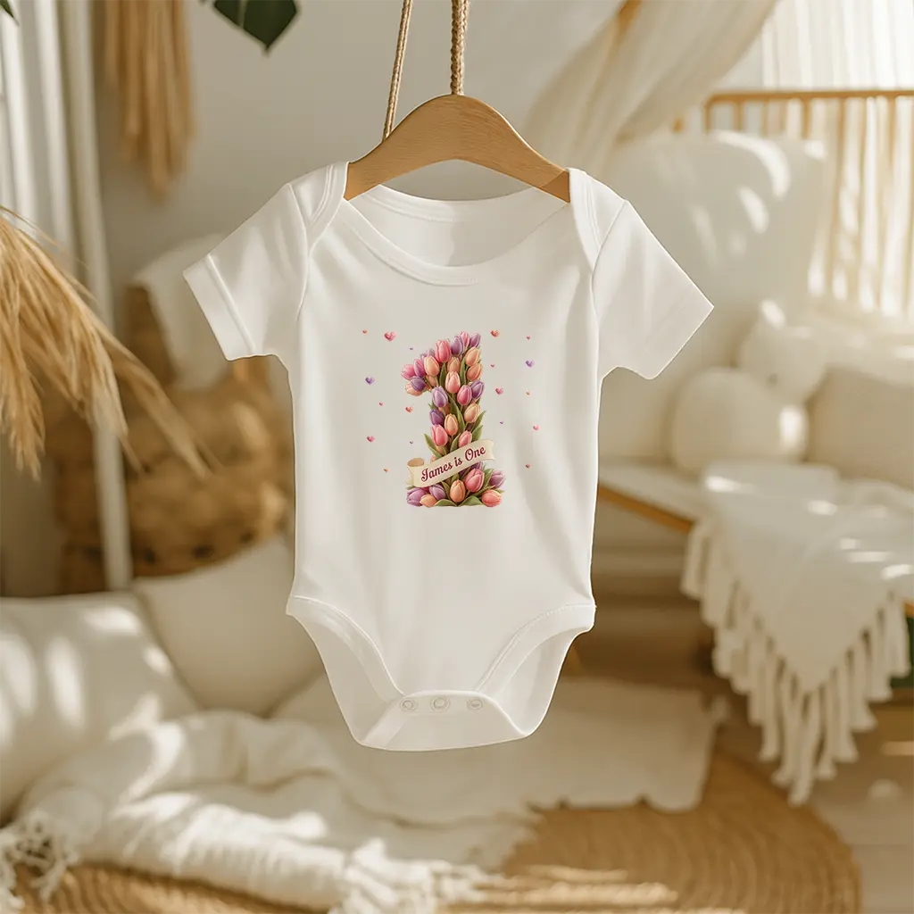 Personalized Tulip Baby Onesie