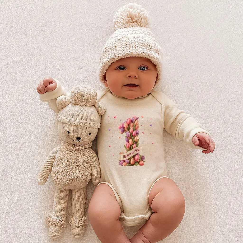 Personalized Tulip Baby Onesie