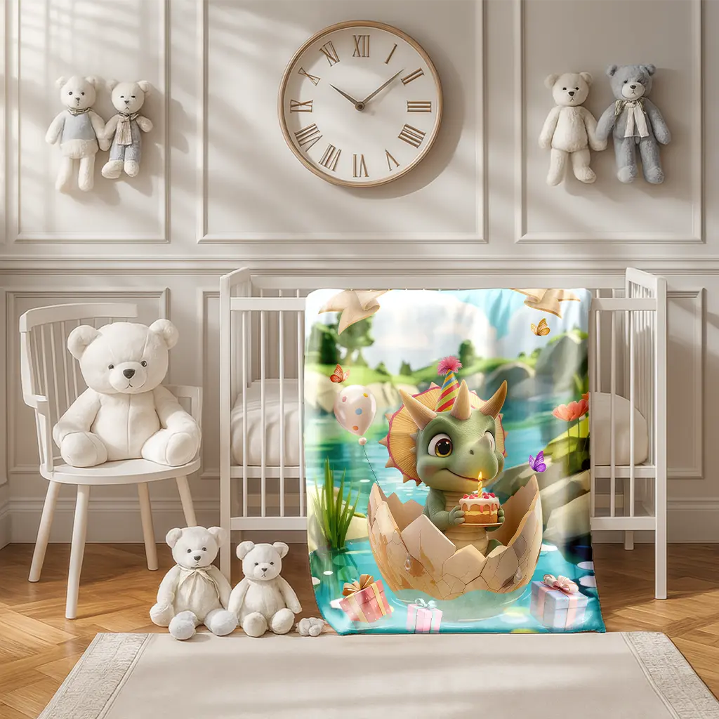 Personalized Dino Hatchday Blanket for Kids | A Magical Gift for Little Discoverers | Discovery Kids’ Decor