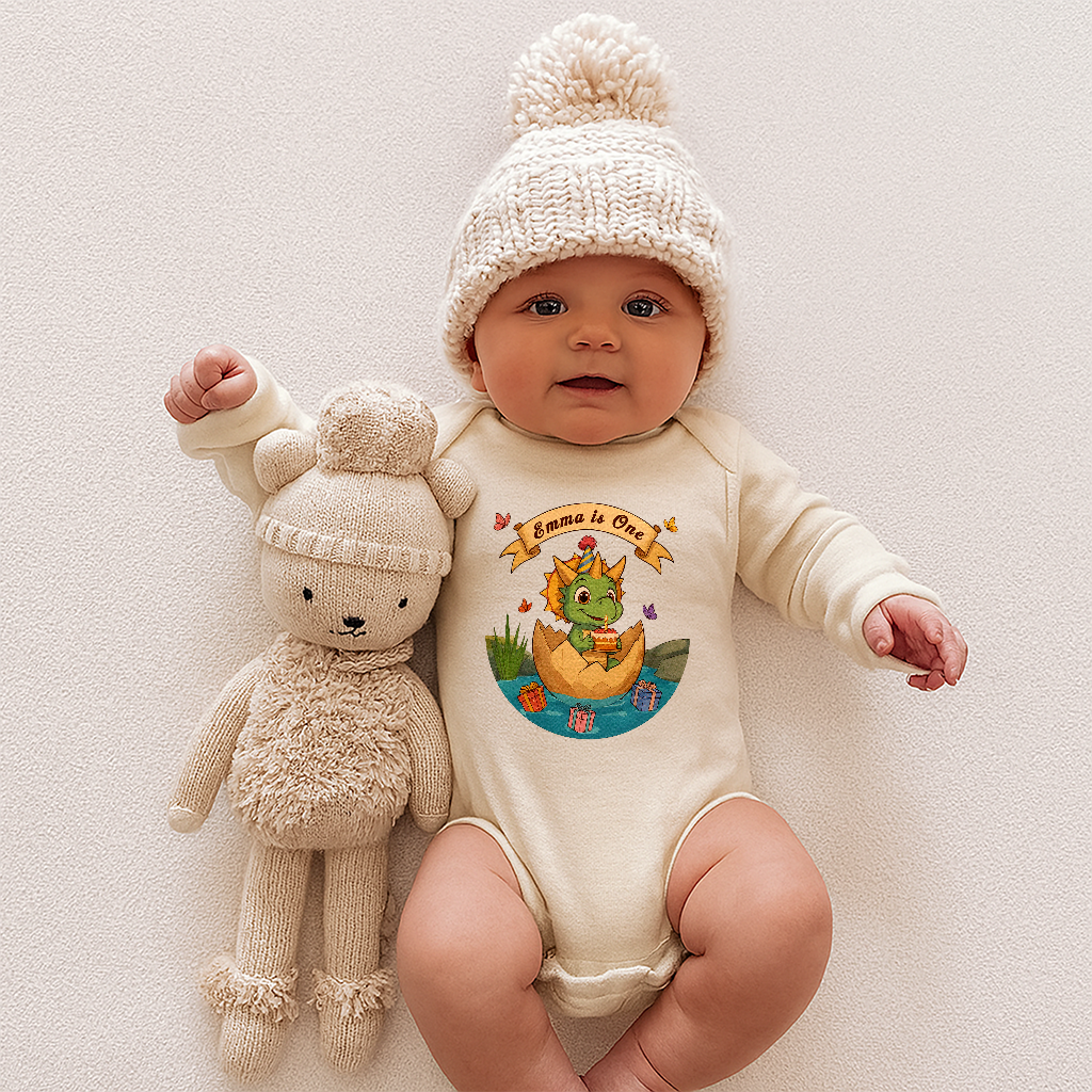 Dino Hatchday Baby Onesie