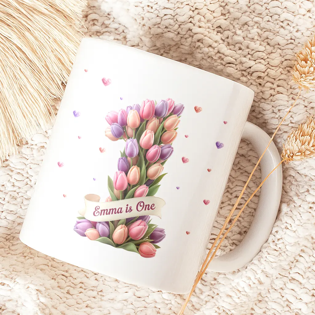 Personalized Tulip Mug for Kids | A Vibrant Gift for Little Spring Lovers | Floral Kids’ Drinkware