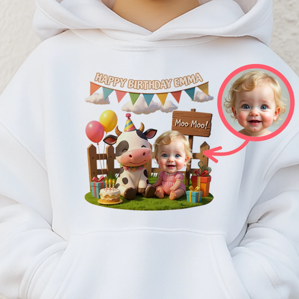 Personalized Baby with Farm Friend Hoodie Art – Unique Custom Birthday & Decor room Gifts for Kids