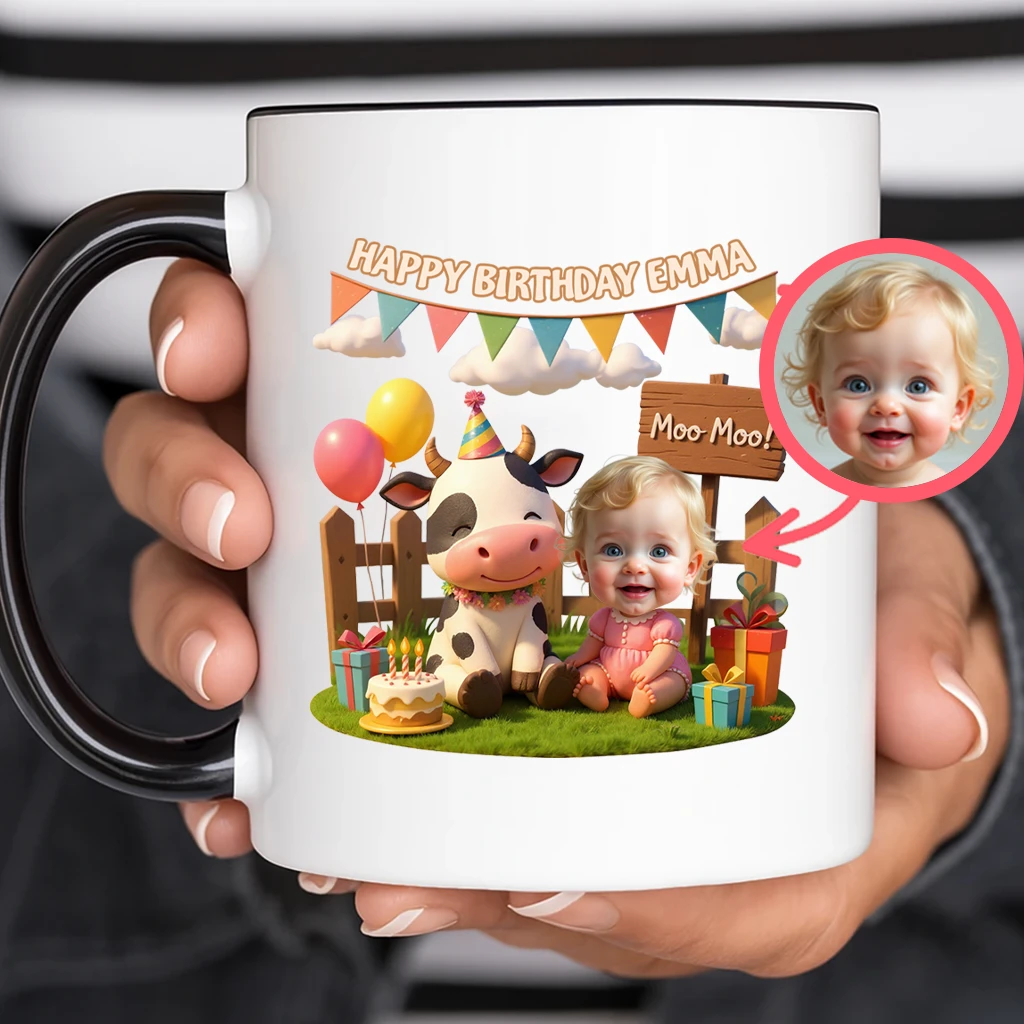Personalized Baby with Farm Friends Mug Art – Customized Farm Gift for Kids – Unique Decor room and Birthday Gifts