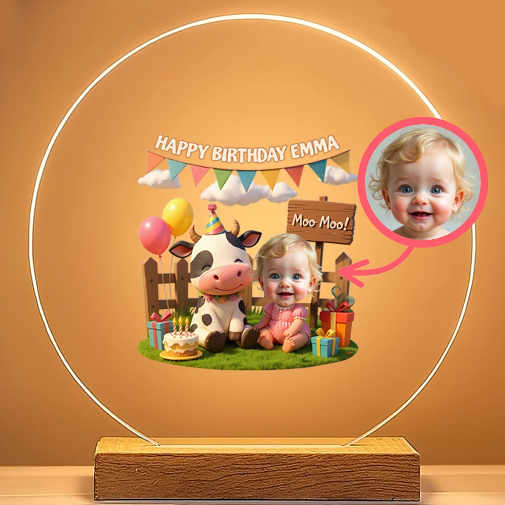 Personalized Baby with Farm Friend Nightlight for Kids – A Loving Light for Your Little Sunshine – Custom Farm Night Light