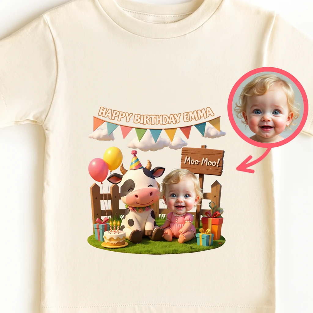 Customized Baby with Farm Friends T-shirt Art – Unique Personalized Birthday & Newborn Gifts