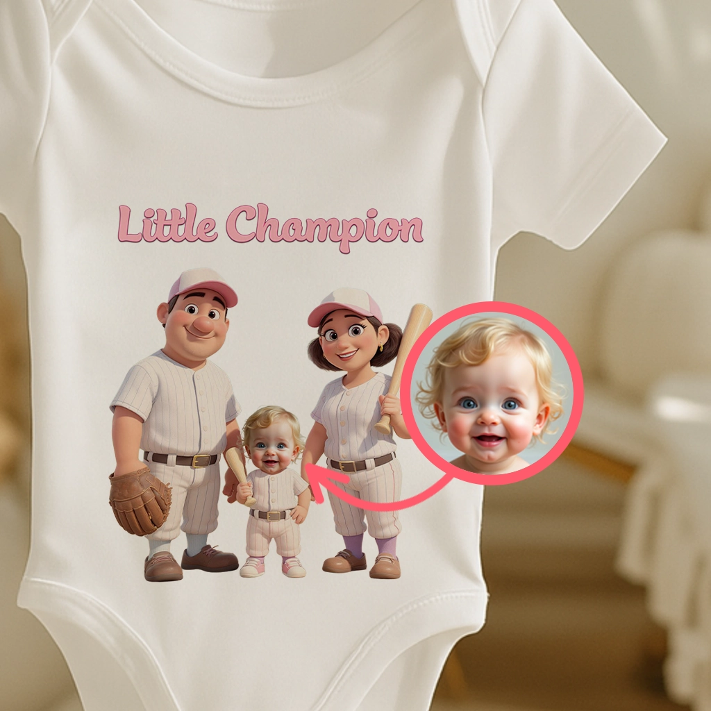 Personalized Baseball Family Baby Onesie Art – Special Decor room & Birthday Gifts for Kids