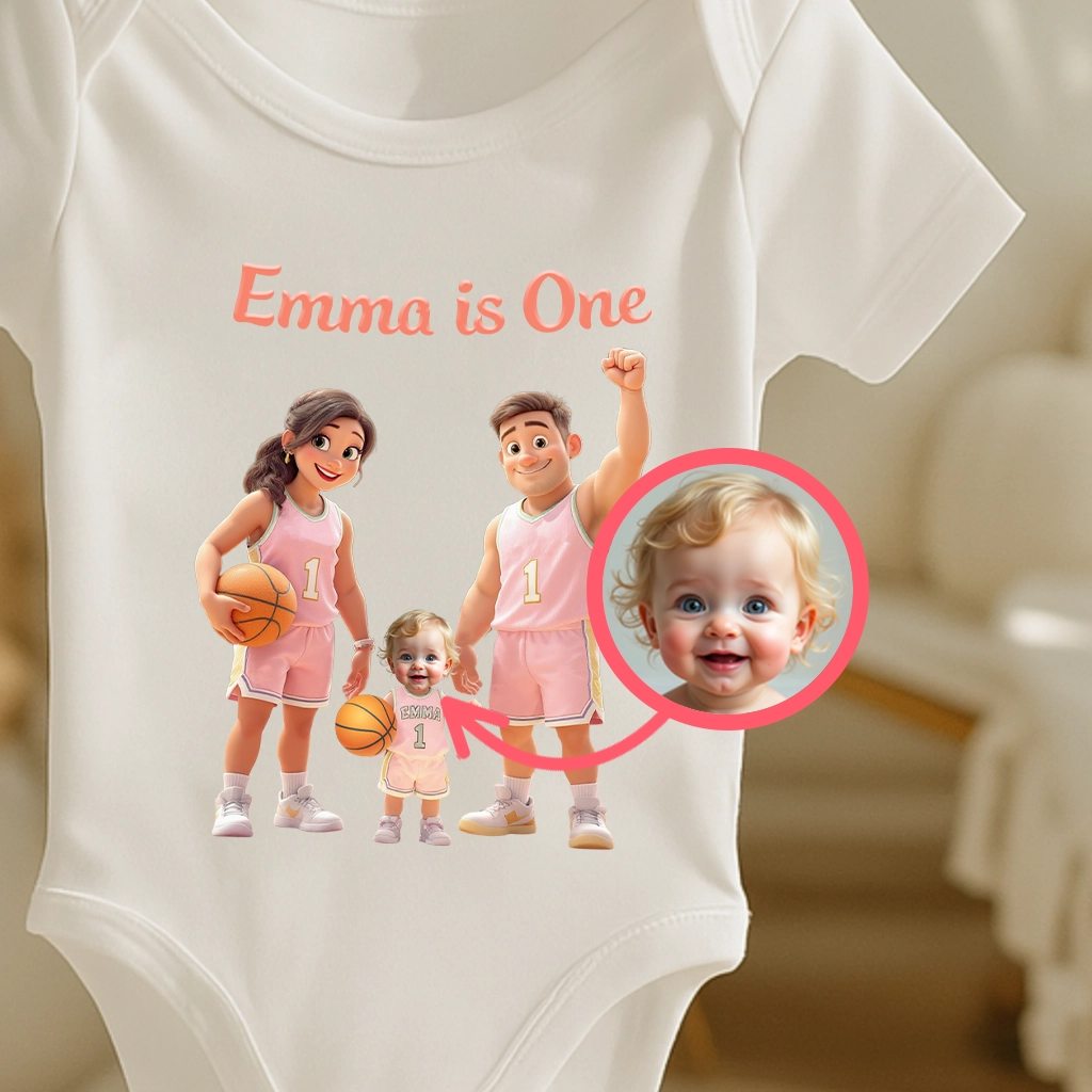 Personalized Basketball Family Baby Onesie Art – Special Decor room & Birthday Gifts for Kids
