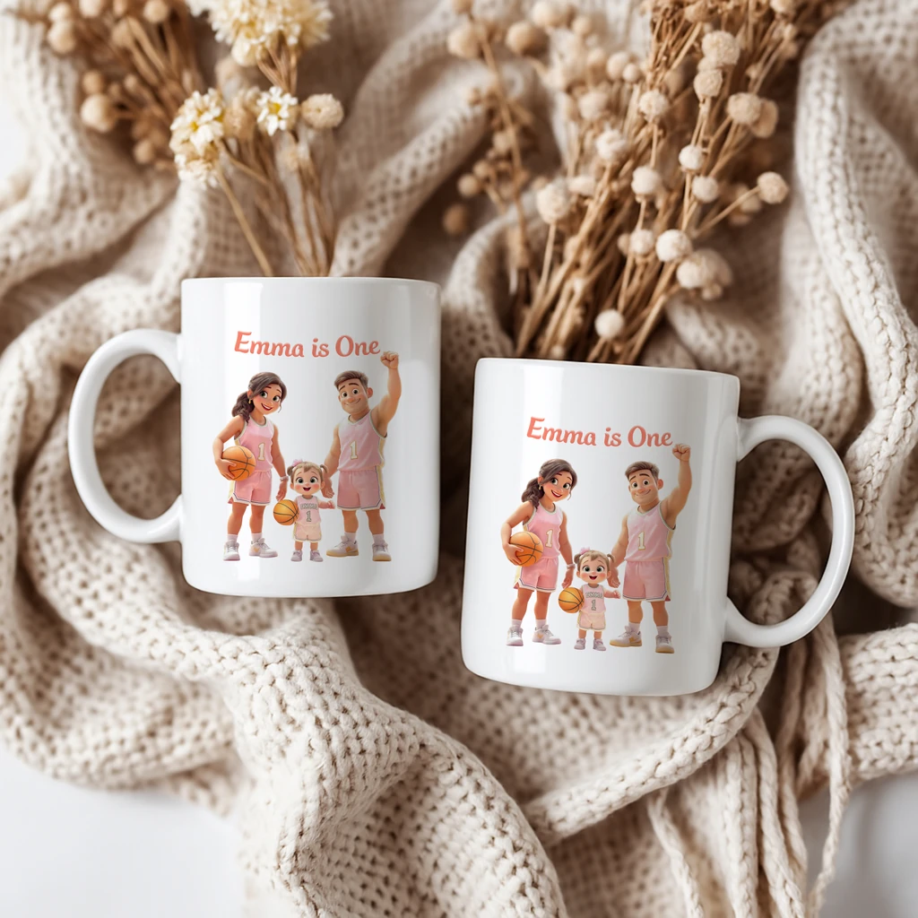 personalized basketball family mug art