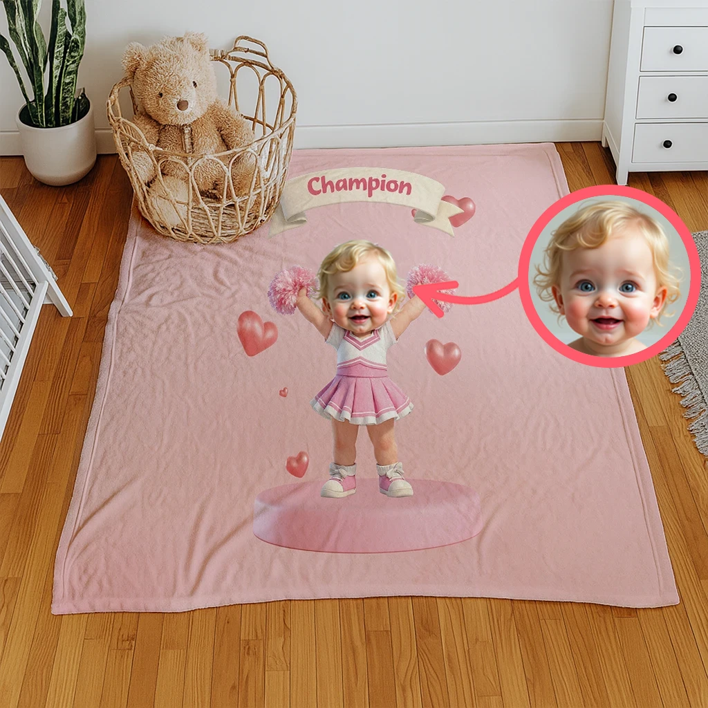 Personalized Cheerleading Blanket Gifts – Custom Sports Blanket for Baby – Unique Birthday Gift for Kids