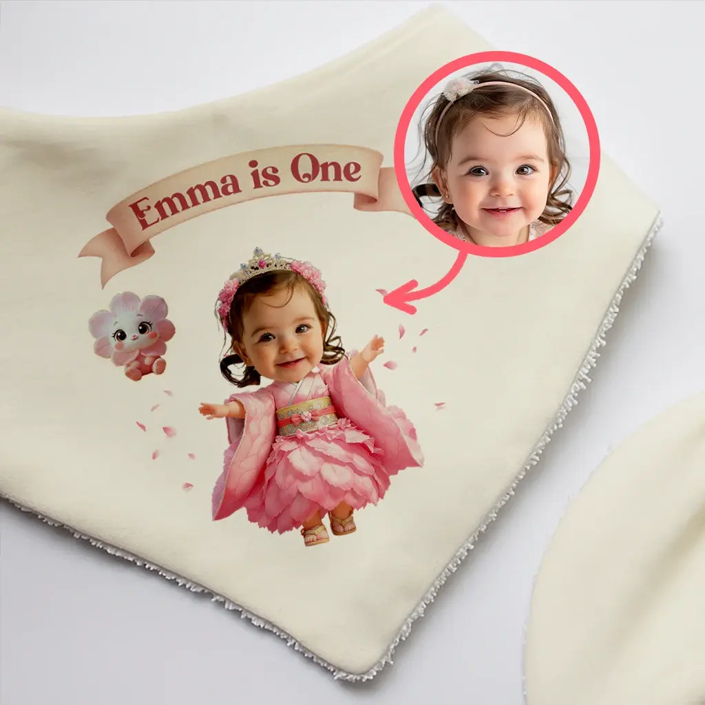 Personalized Cherry Blossom Baby Bib for Kids| Little Spring Blossom Gentle Beauty Dreams Customized Special Decor Room & Birthday Gifts