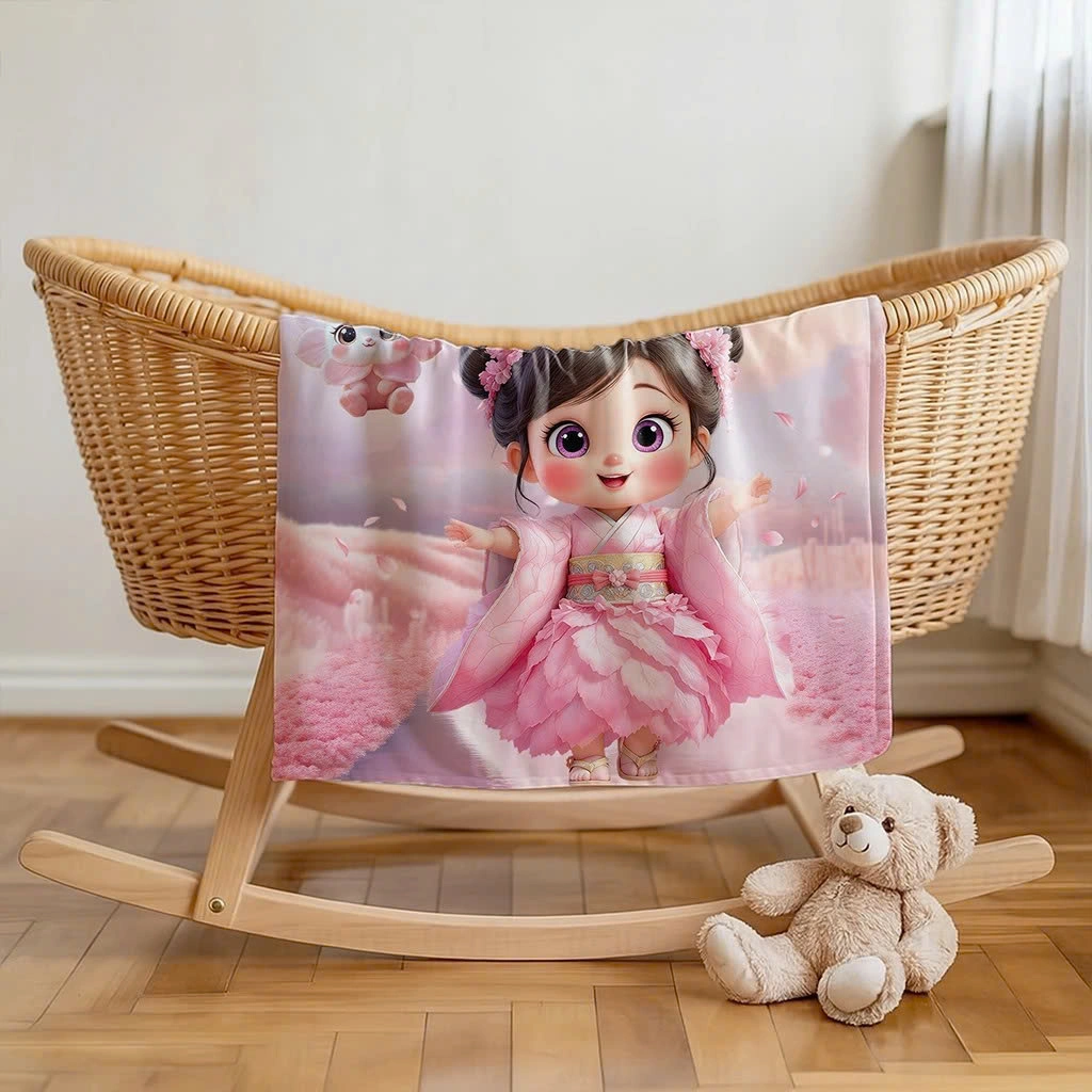 Personalized Cherry Blossom Blanket for Baby